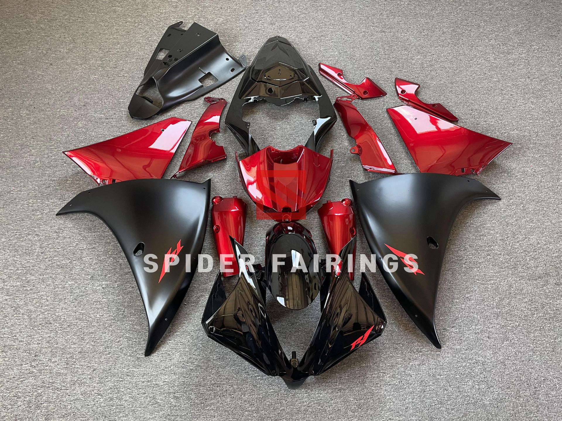 Red and Matte Black-Yamaha YZF R1 2012-2014 – SpiderFairings
