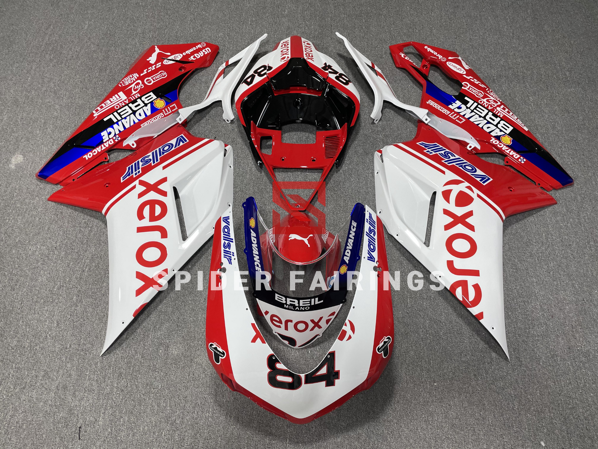 Red and White Xerox-Ducati 848 1098 1198 2007-2013 – SpiderFairings