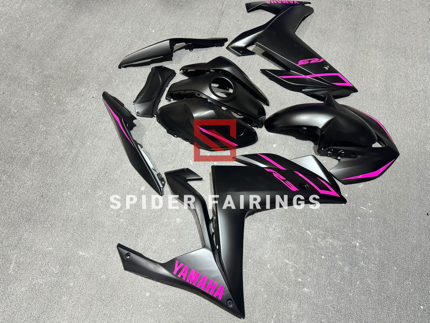 Matte Black and Neon Pink Logo Y-R25/R3 2014-2018