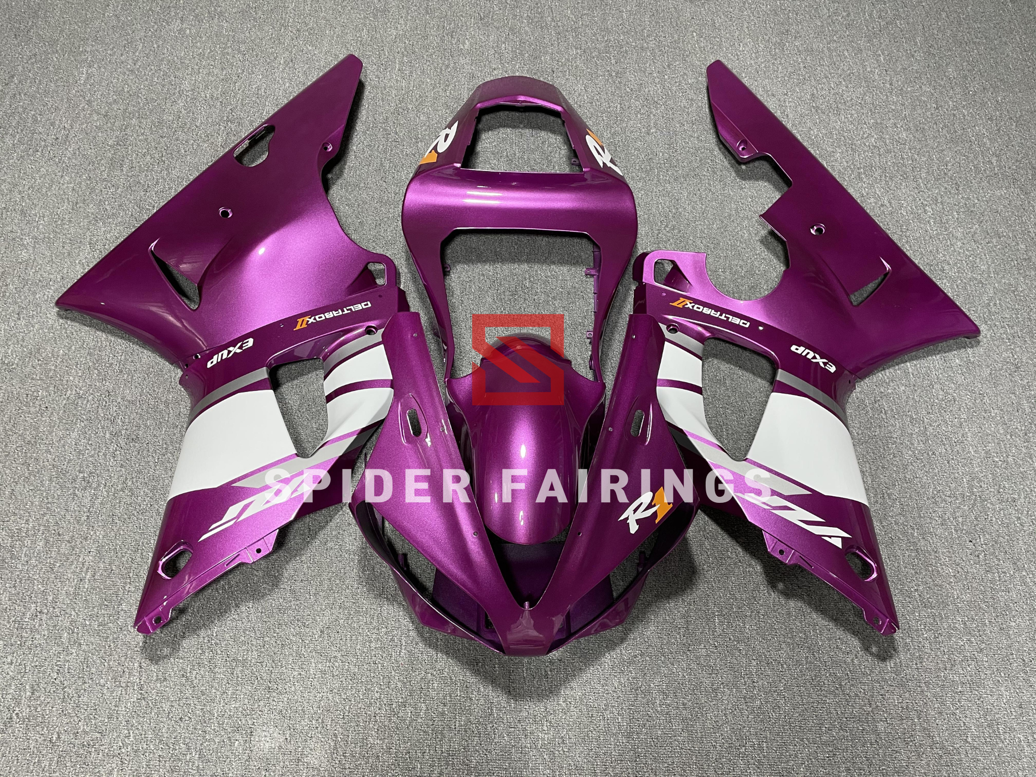 Matte Purple R1 Gloss Purple and White-Yamaha YZF R1 2000-2001 β SpiderFairings
