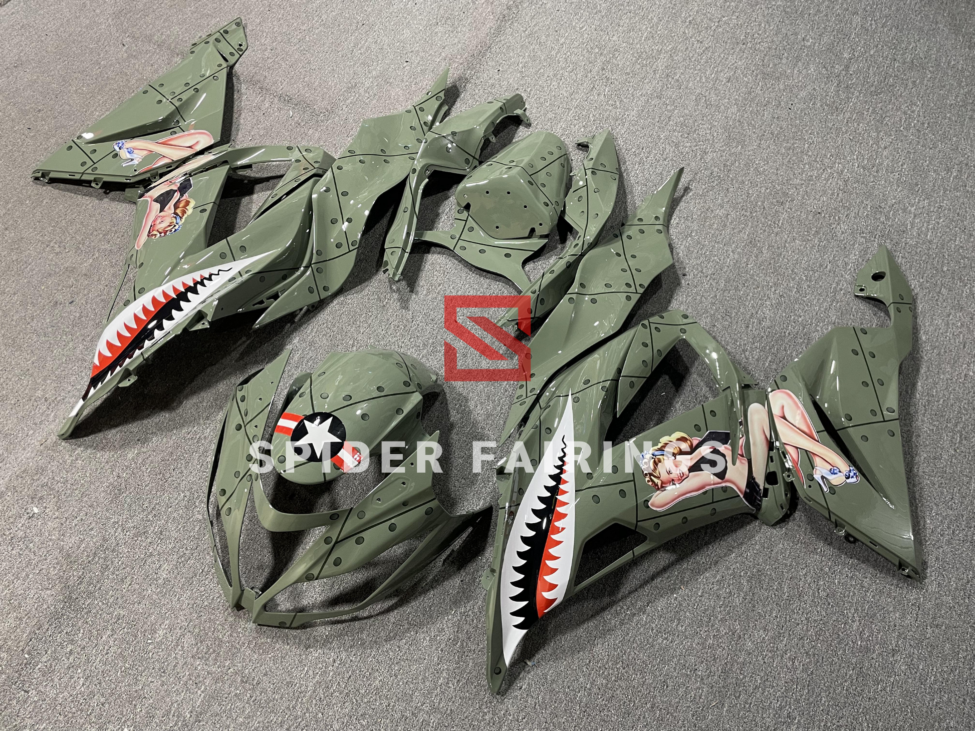 Custom Green Teeth Shark-Kawasaki ZX-6R 2013-2018