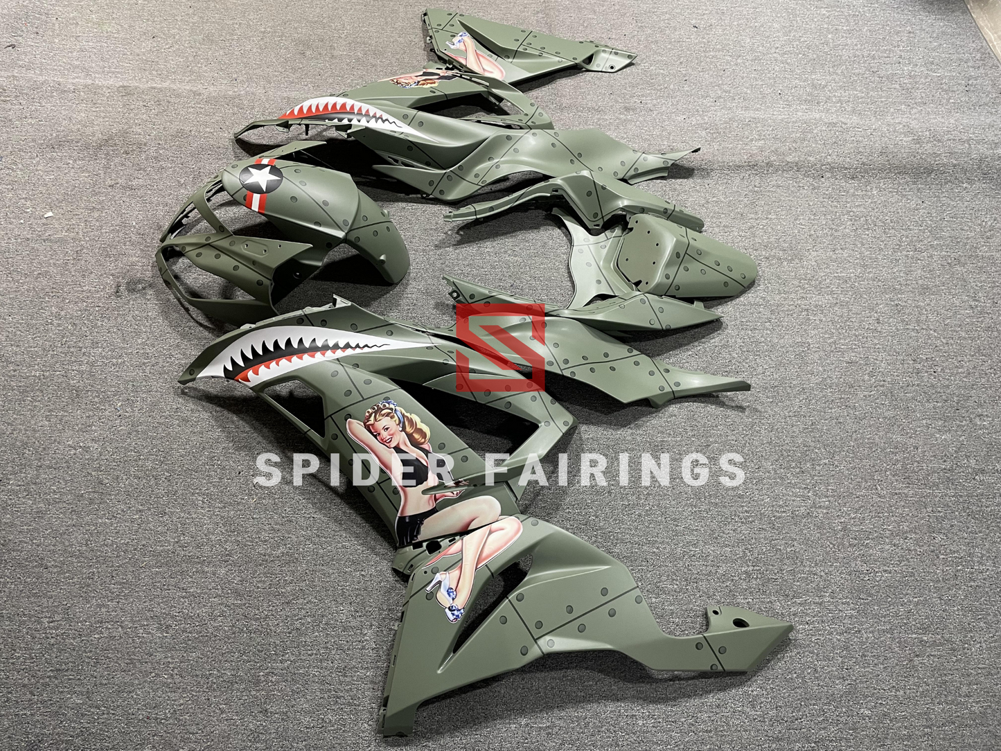 Custom Green Teeth Shark-Kawasaki ZX-6R 2013-2018