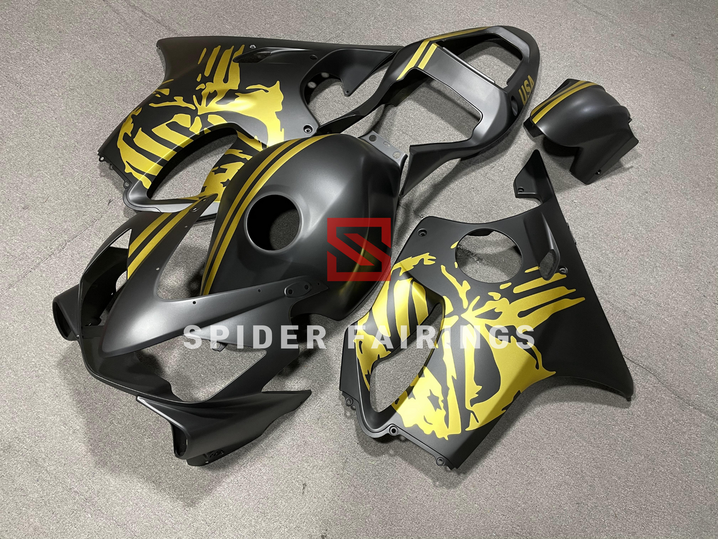 Matte Black and Golden Skull-Honda CBR600F 2001-2003