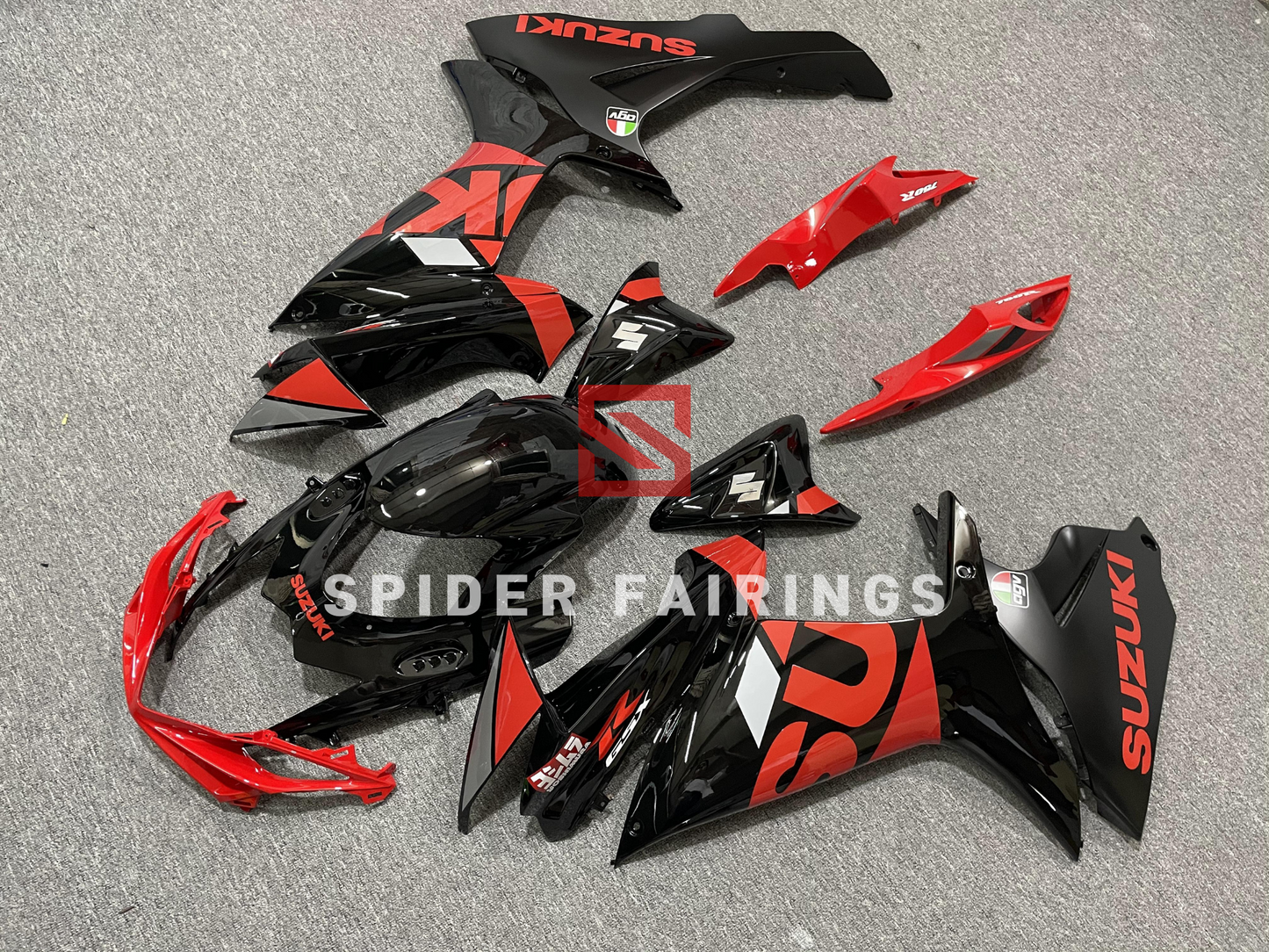 Gloss Black and Red Suzuki GSXR600-750 2011-2019