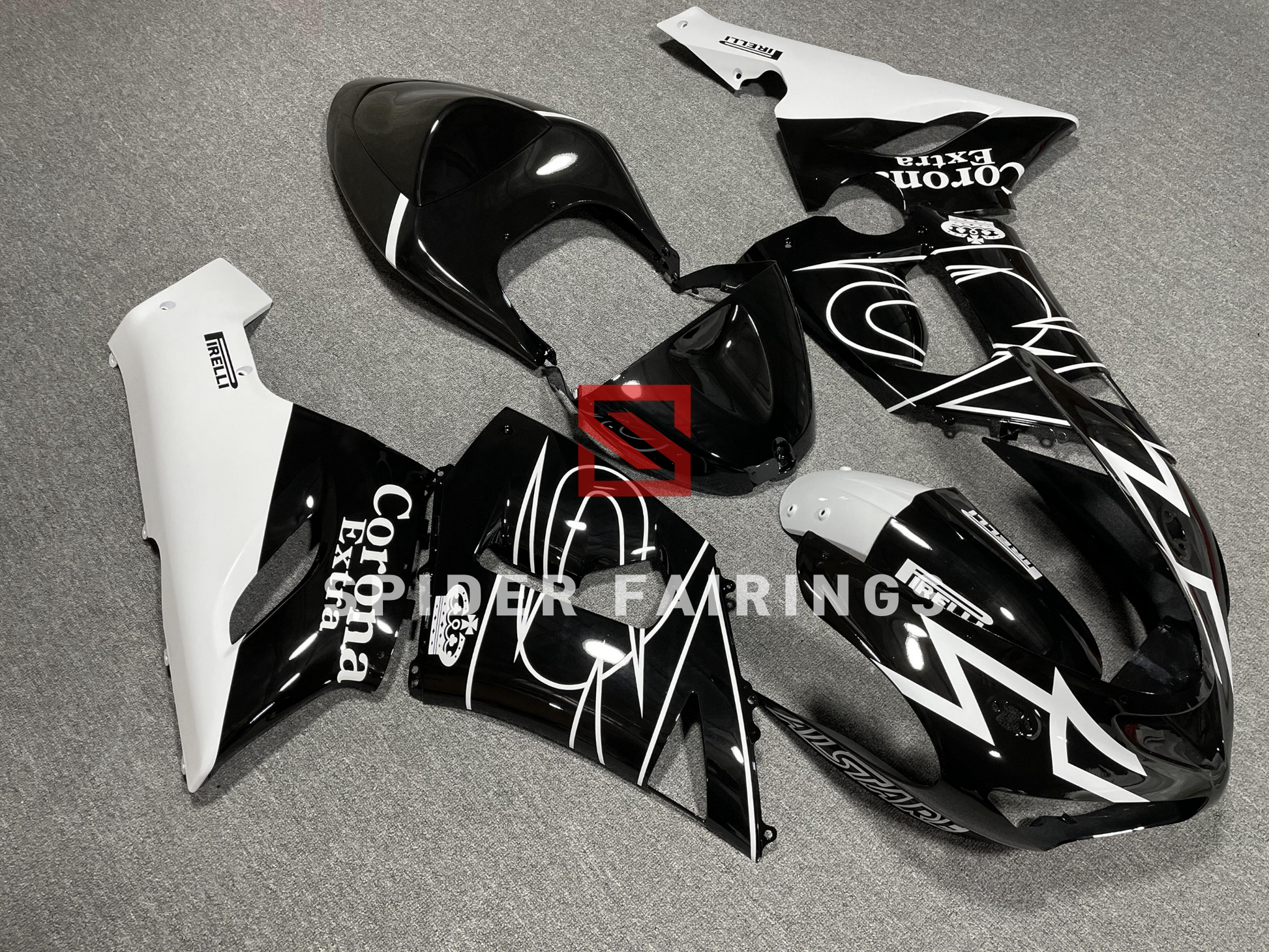 Black and White Corona-Kawasaki ZX-6R 2005-2006