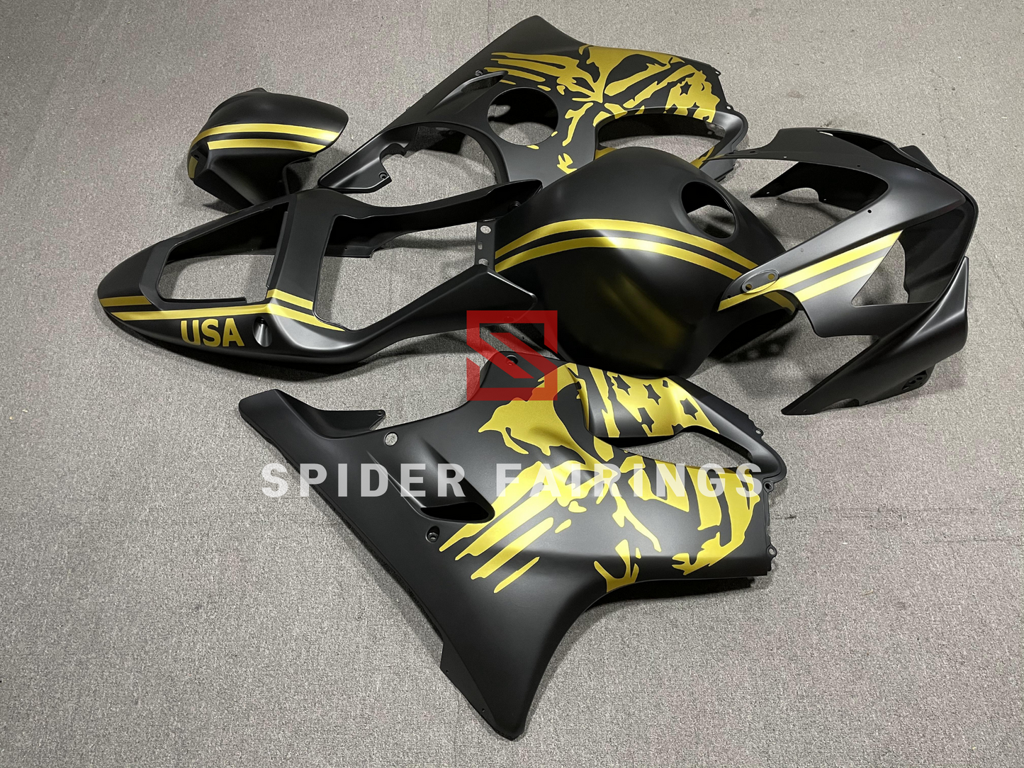 Matte Black and Golden Skull-Honda CBR600F 2001-2003