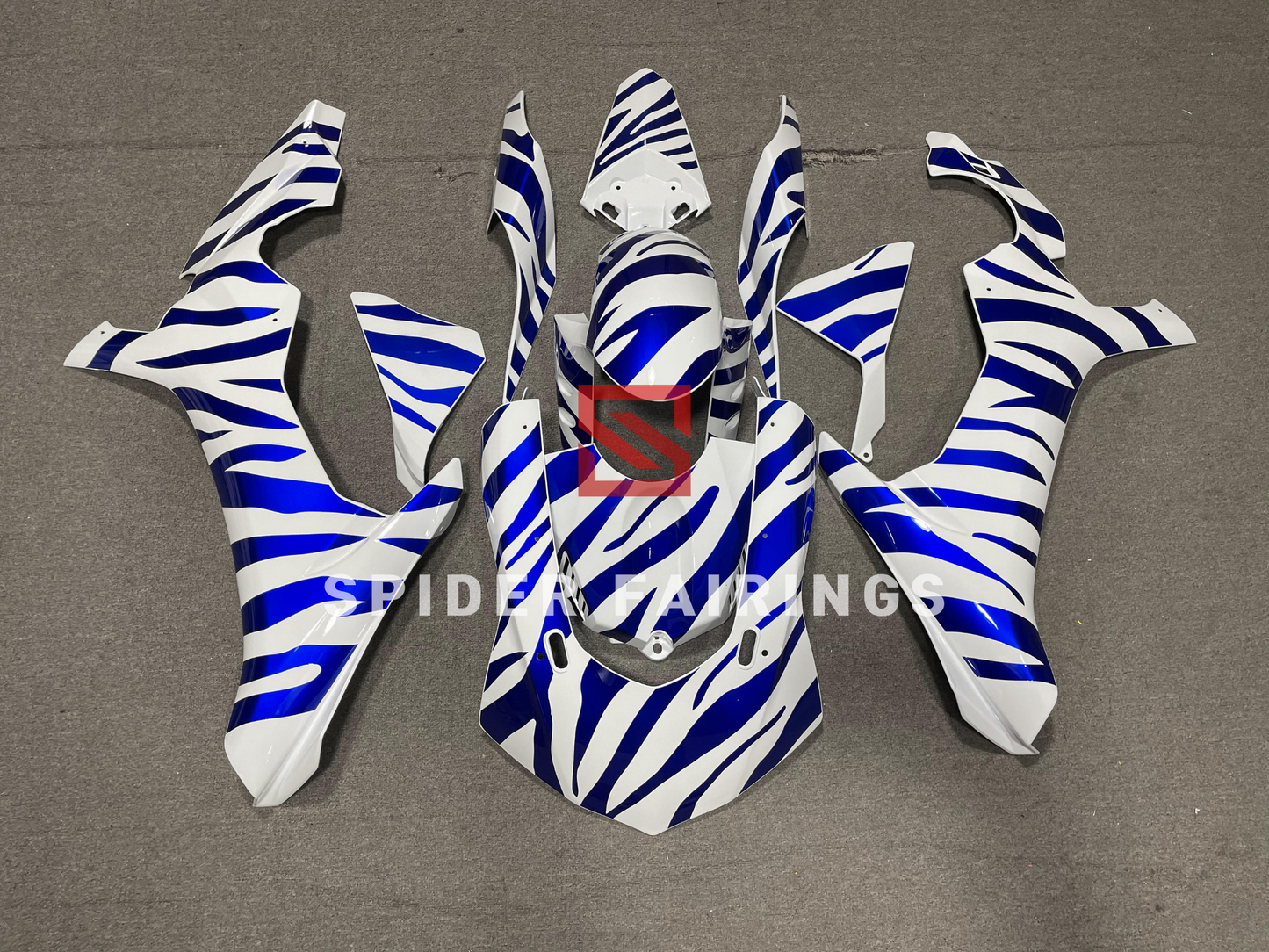 White and Blue Zebra-Yamaha YZF R1 2015-2019