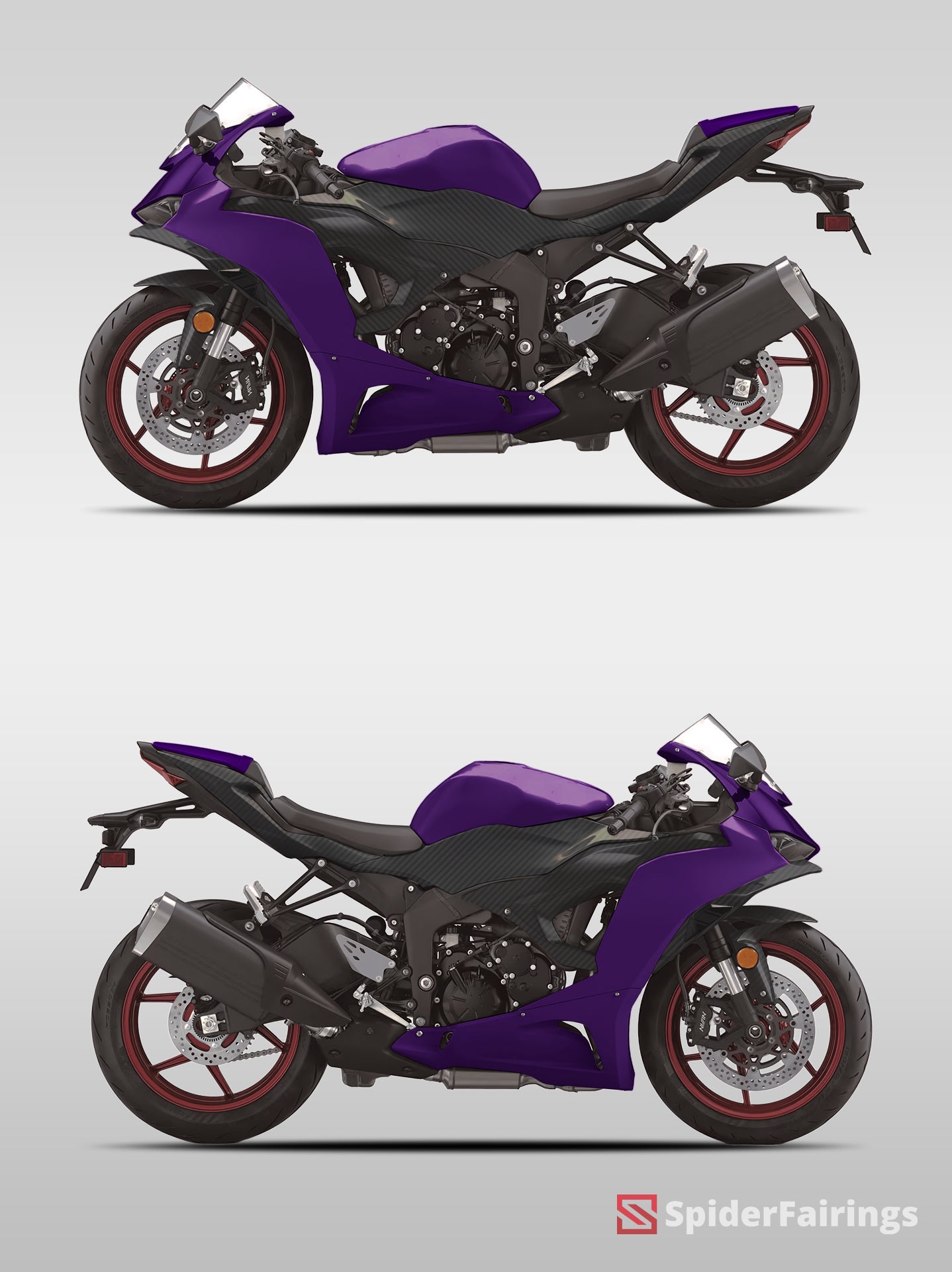 Glossy Midnight Purple and Carbon Fiber – Kawasaki ZX-6R 2024