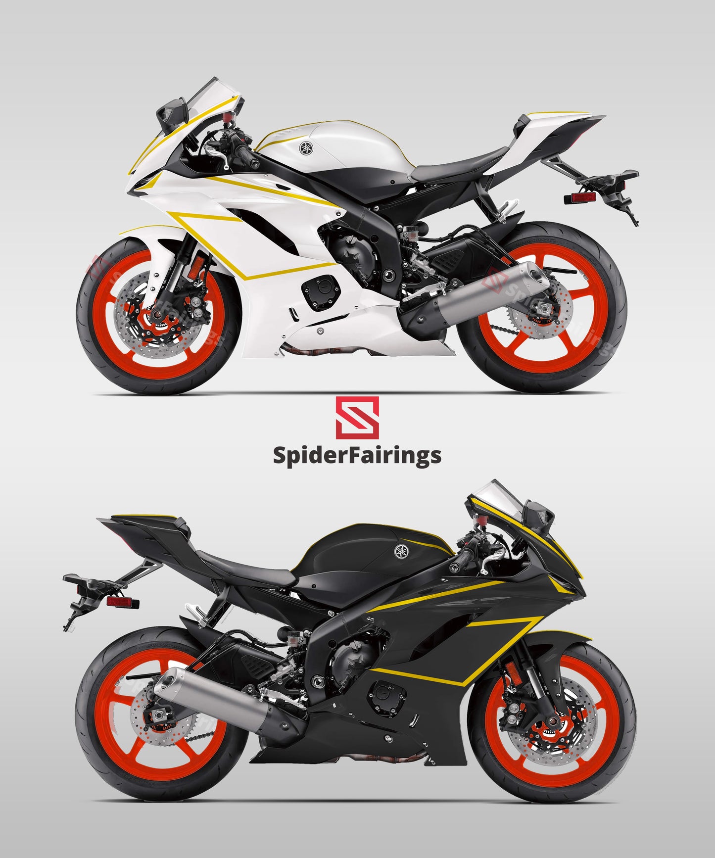 Custom Black and White Split with gold lines for Yamha R6 2019