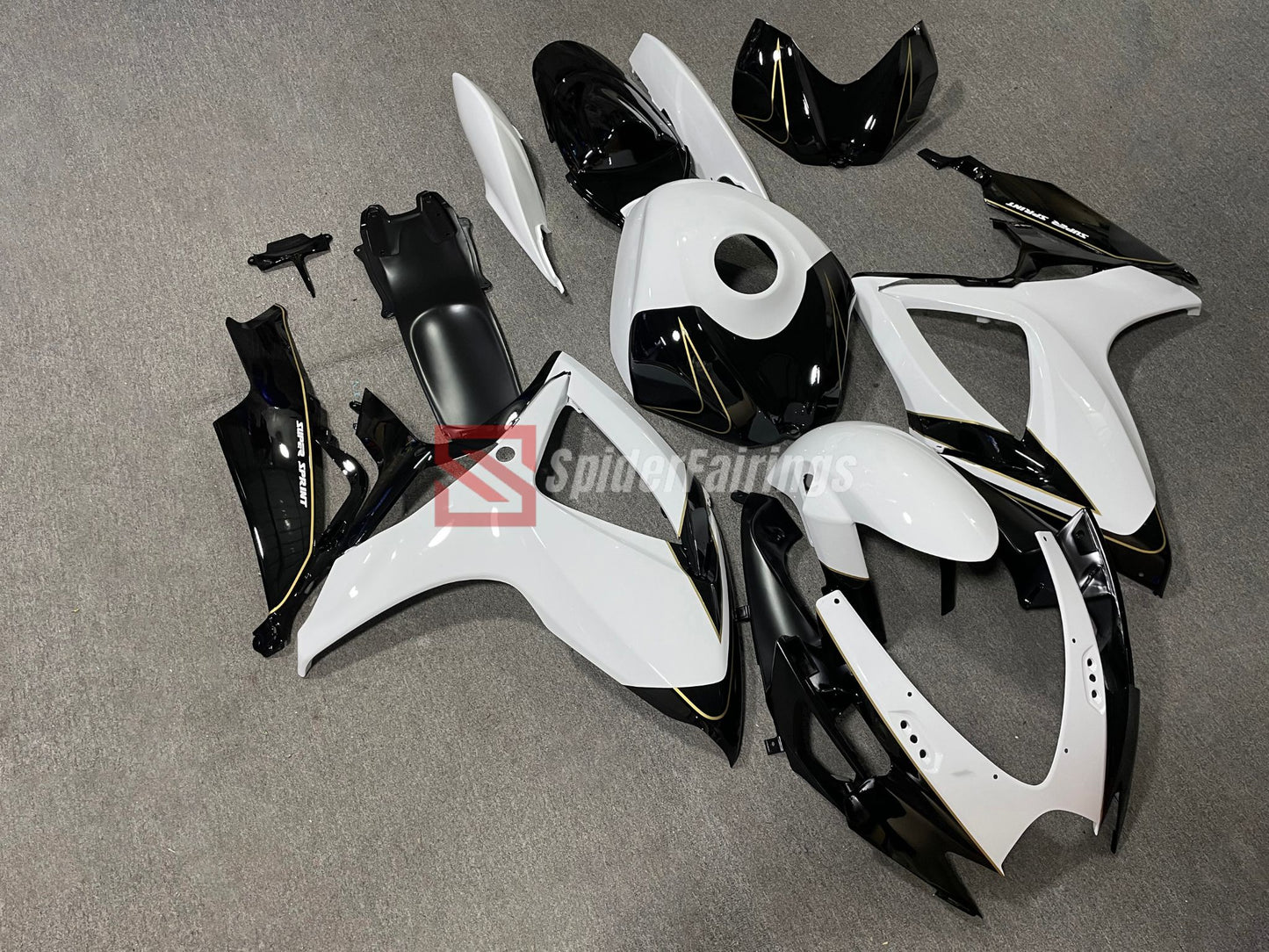 Gloss Black and White with gold-Suzuki GSXR 600-750 2006-2007