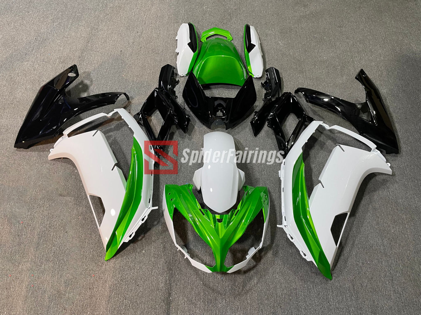 Gloss Candy Green and White-Kawasaki Ninja650R 2012-2016
