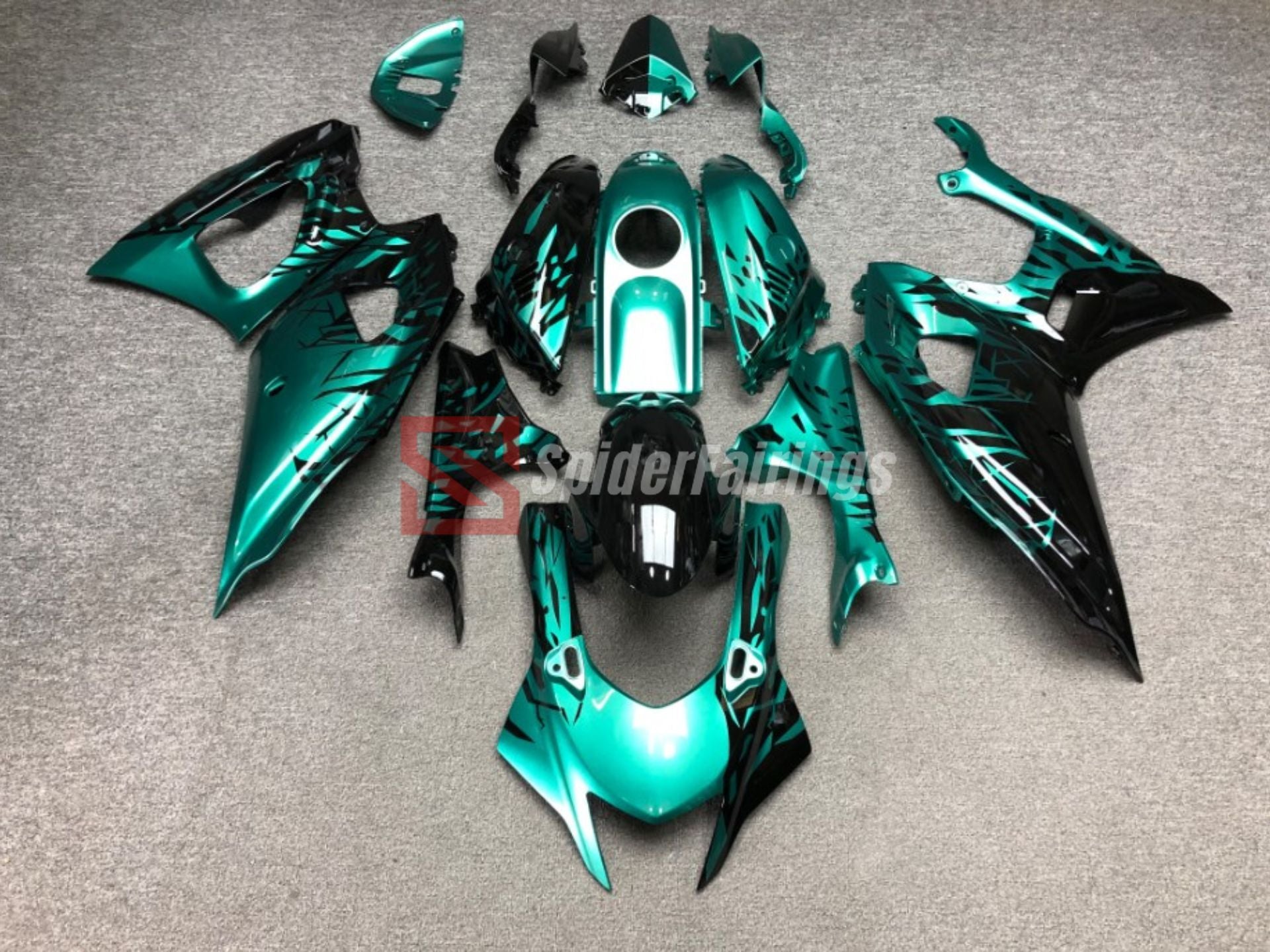 Teal R7 Gloss Green and Black Splash-Yamaha R7 2021-2025 – SpiderFairings