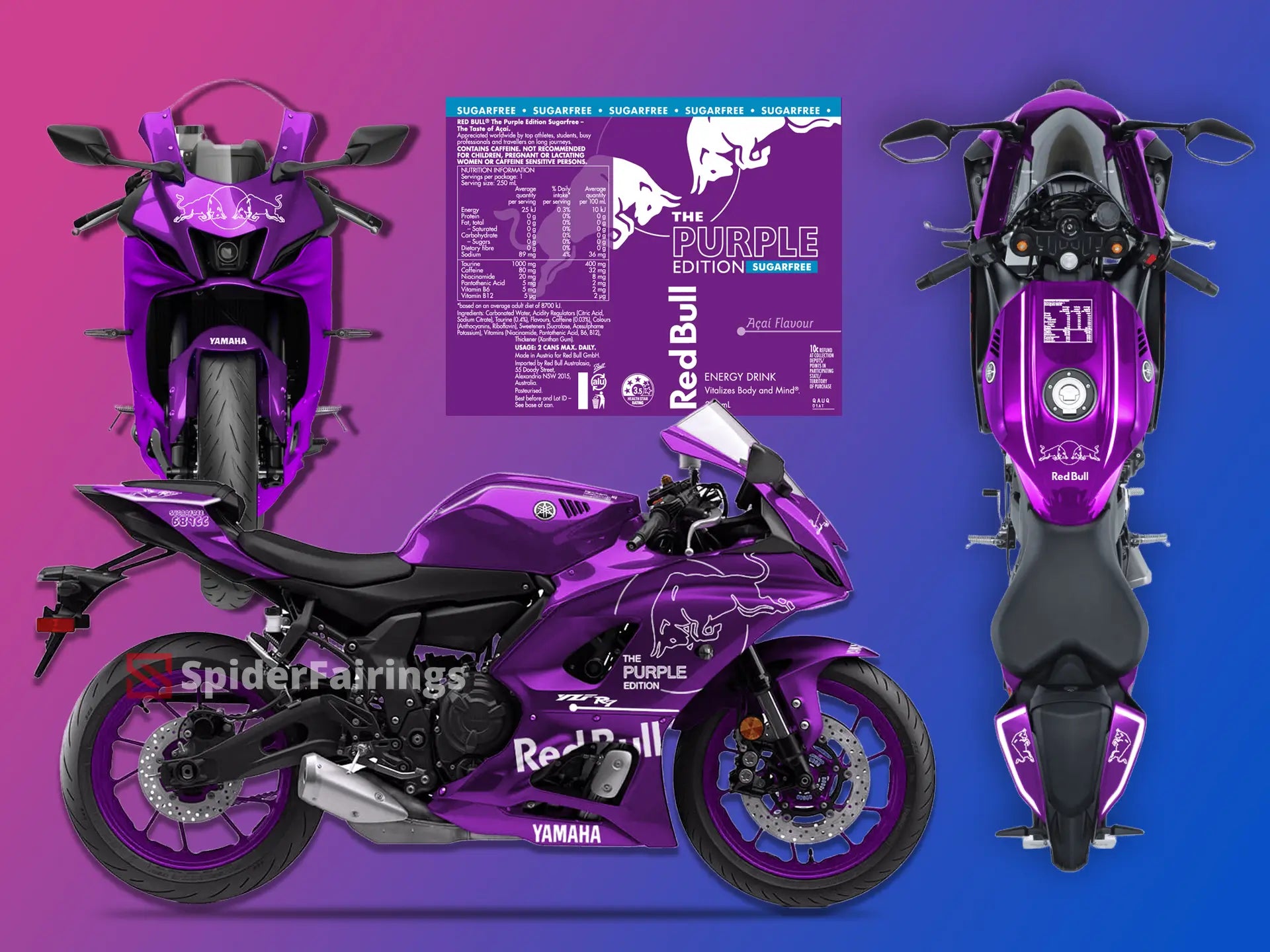 Gloss The Purple Edition RedBull-Yamaha R7 2021-2025 – SpiderFairings Gloss The Purple Edition RedBull-Yamaha R7 2021-2025 – SpiderFairings
