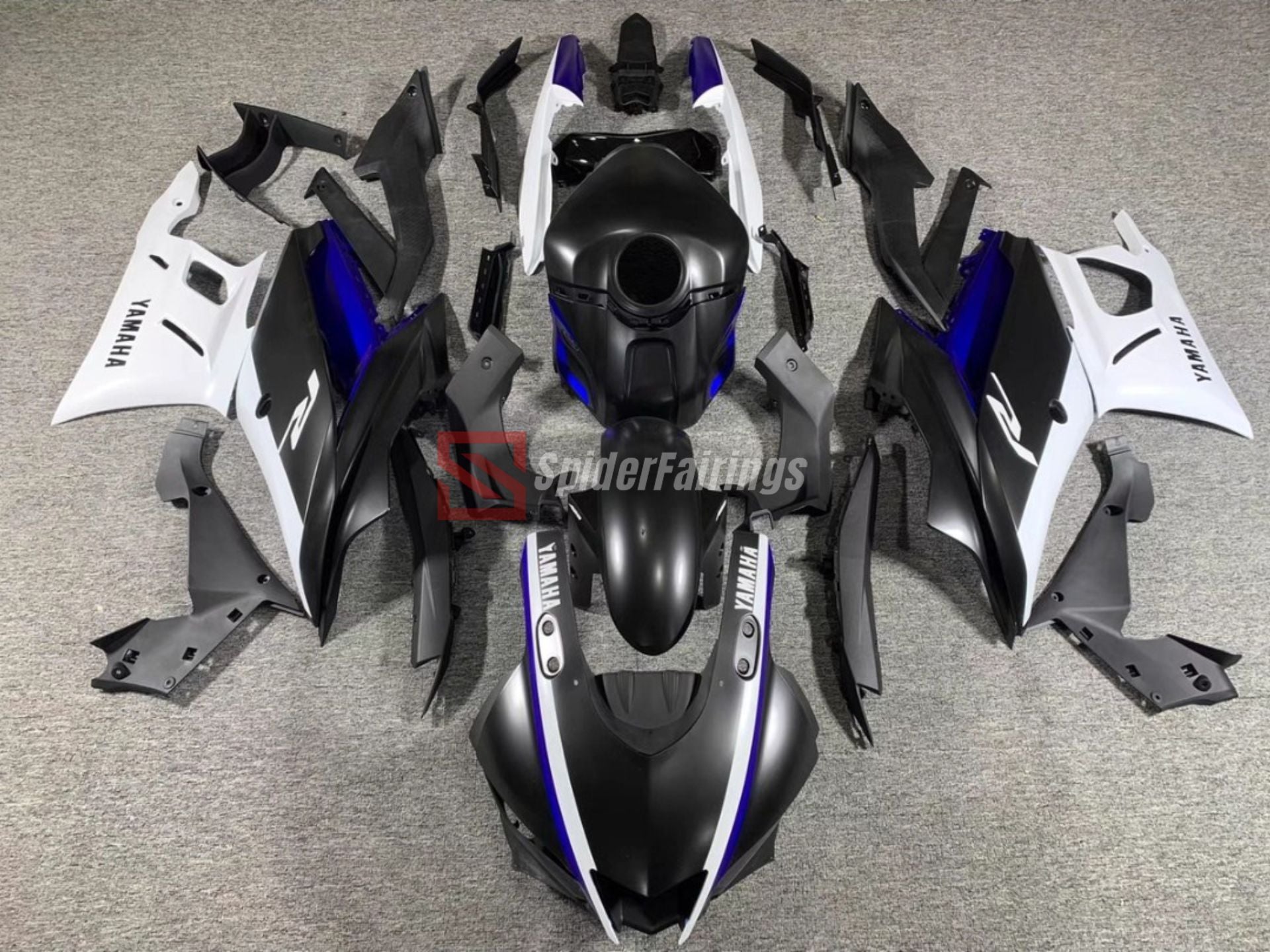 Matte Black and White-Yamaha R3 2019-2024 – SpiderFairings
