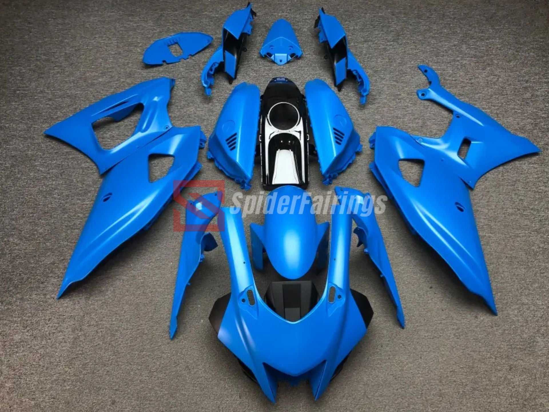 Black R7 Multi Coloured Rider Matte Blue and Black-Yamaha R7 2021-2025 – SpiderFairings