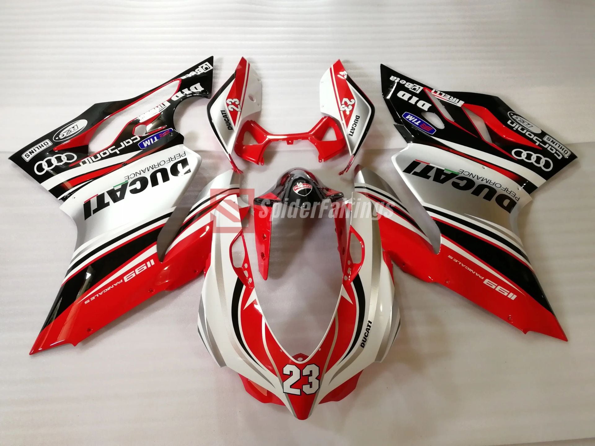 Red and Silver-Ducati1199 Fairings 2012-2014