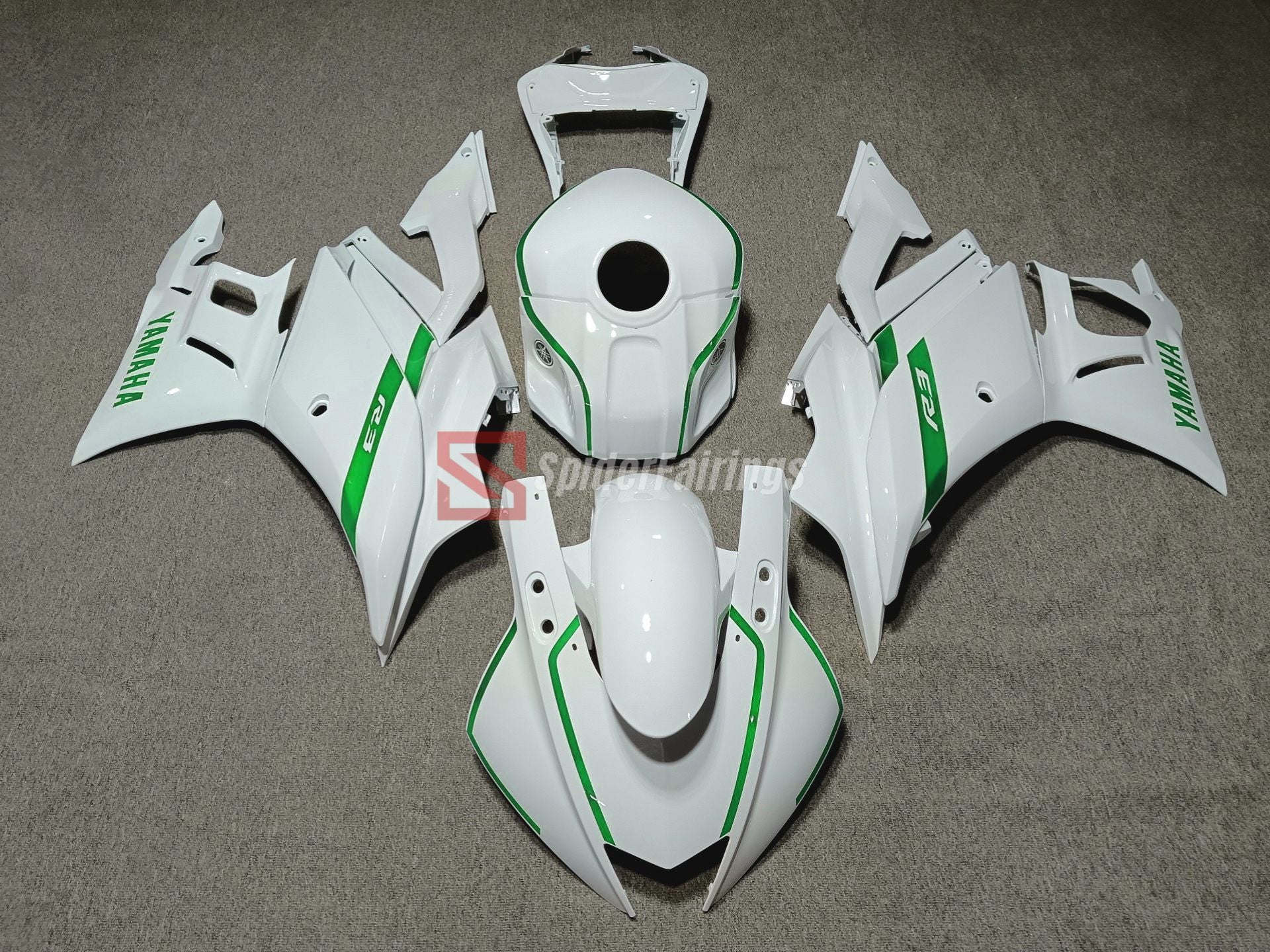 White and Green-Yamaha R3 2019-2024 – SpiderFairings